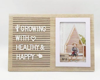 Tablero de letras de madera para guardar fotos, marco de fotos de madera personalizado, decoración de baby showers, adornos de habitación de niños hechos a mano, decoración del hogar