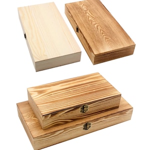 Scatola portaoggetti, scatola in pino, scatola regalo in legno, scatola a conchiglia rettangolare personalizzata immagine 7