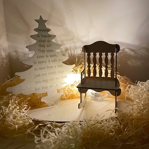 Chaise à bascule personnalisée pour sapin de Noël, Texte personnalisé gratuit, Plaque en bois, Décoration de réveillon de Noël, Commémoration des personnes décédées, Nouveau