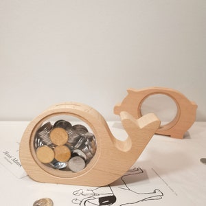 Alcancías de madera con forma de ballena, alcancía con forma de elefante, alcancía personalizada para niños, nombre de bebé personalizado, regalo de Navidad de madera hecho a mano, baby shower