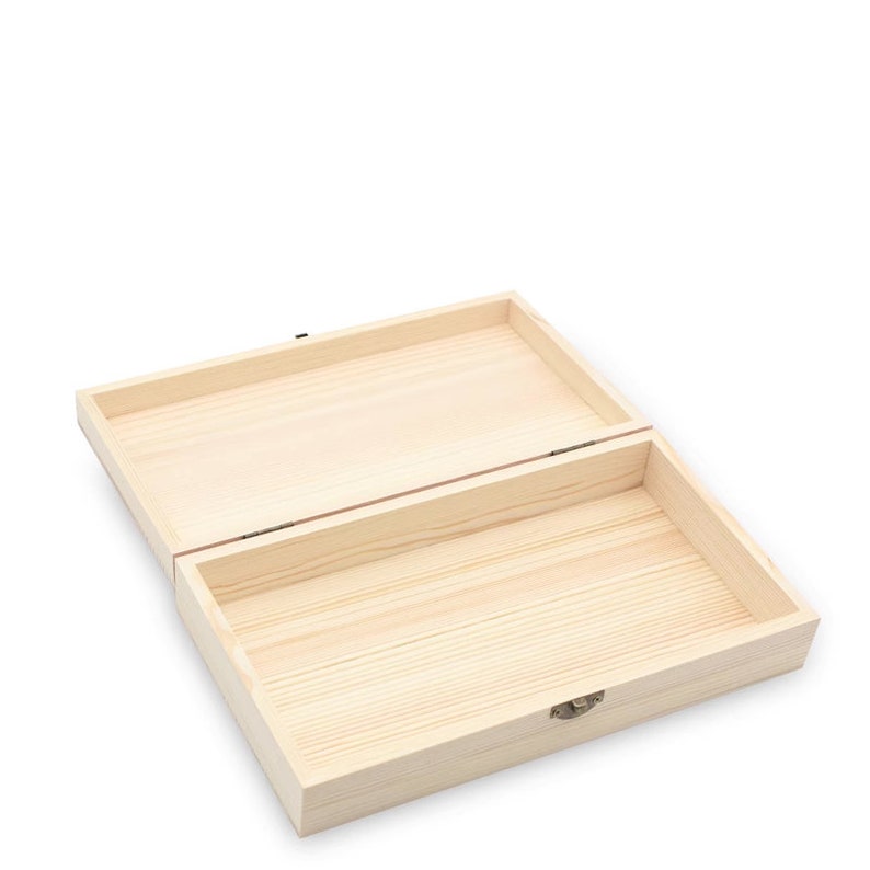 Scatola portaoggetti, scatola in pino, scatola regalo in legno, scatola a conchiglia rettangolare personalizzata immagine 4