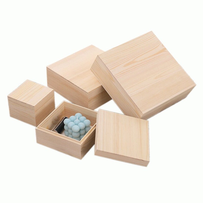 Benutzerdefinierte geteilte Holzkiste, personalisierte Geschenkbox, benutzerdefinierte Größe der Aufbewahrungsbox, Kiefernkiste, Holzgeschenkbox, benutzerdefinierte rechteckige Muschelbox Bild 1