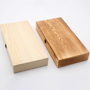 Scatola portaoggetti, scatola in pino, scatola regalo in legno, scatola a conchiglia rettangolare personalizzata immagine 5