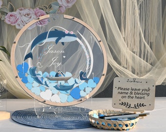 Round sea theme guest box, Colour printing wedding drop box,Wedding guest box alternative, Customised birthday invitation, Acrylic box decor