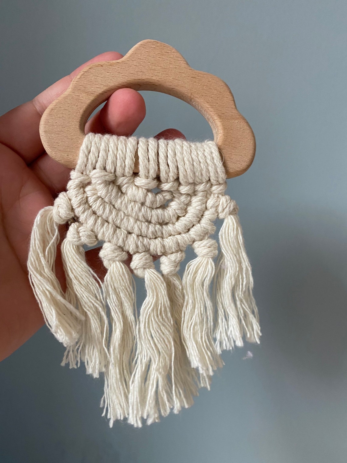 Macrame Wooden Teether Baby Toy Etsy