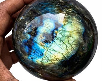 75MM Natural Blue Labradorite Sphere, Polished Crystal Healing Ball