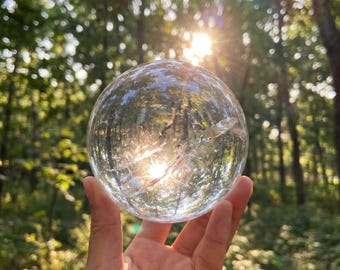 Large Natural Quartz Crystal Sphere – Polished Clear Quartz Stone for Healing & Home Decor