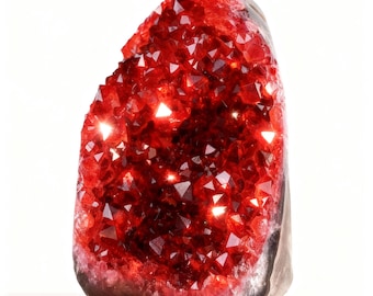 Natural Red Geode Crystal Cluster – Unique Mineral Specimen for Home Decoration