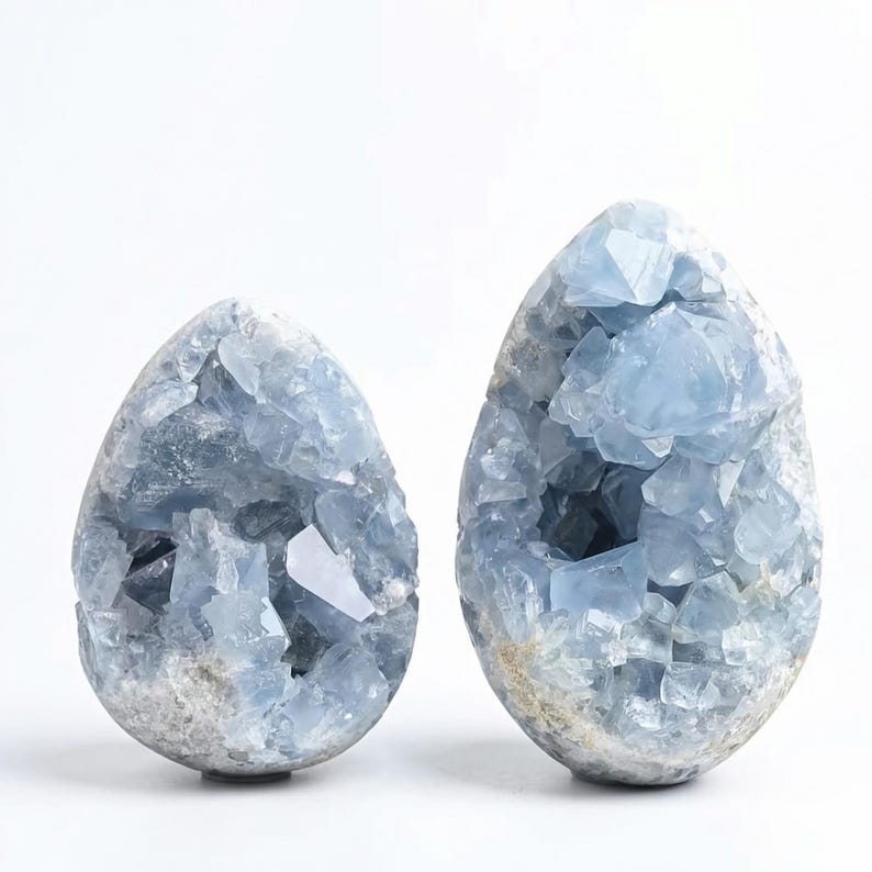 Geode Rey 400-600g Natural Raw Celestite Cluster, Blue Celestite Geode Crystal - Etsy