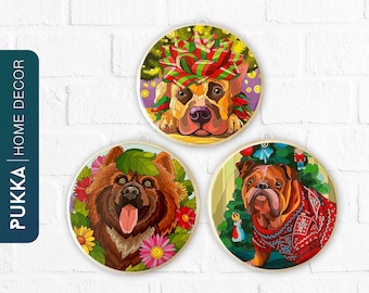 Ceramic Wall Plate Set of 3, Ceramic Wall Art, Decorative Plates, Wall Hanging, Ceramic Wall Ornament - PHD0063