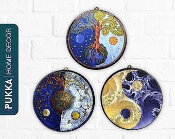 Yinyang Wall Plate Set of 3, Ceramic Decorative Wall Plate, Wall Hanging Plate, Ceramic Wall Art, Wall Plates Decor, Home Decor - PHD0041