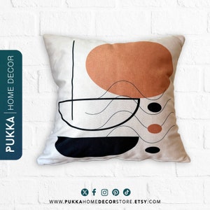 Orange Black Abstract Throw Pillow Cover, Mid Century Modern Cushion Cover, Art Boho Pillow Sham, Multicolored Pillowcase - PHD0197