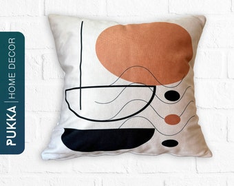 Oranje zwarte abstracte sierkussenhoes, moderne kussenhoes uit het midden van de eeuw, art boho kussensloop, veelkleurige kussensloop - PHD0197