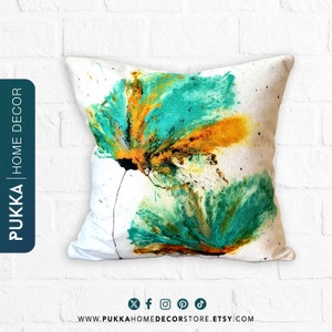 Abstract Green Throw Pillow Cover, Boho Leaf Patio Pillow Shams, Botanical Decorative Pillowcase - PHD0194