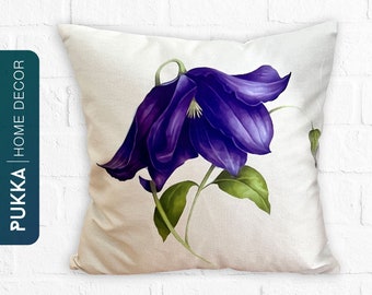 Purple Floral Pillow Cover, Pink Flower Pillow Cover, Throw Pillow Covers, Lumbar Pillow Covers, Decorative Pillow - PHD0082