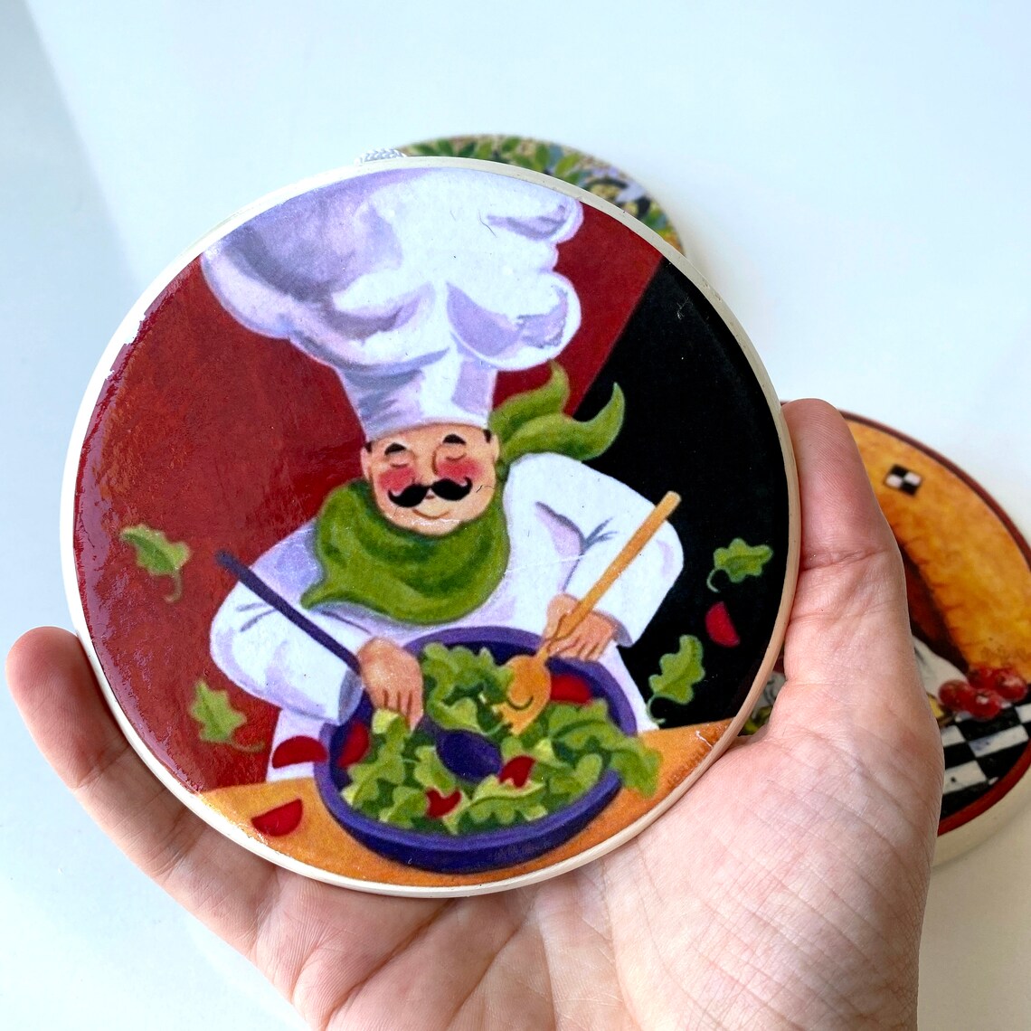 Kitchen Decorative Plates Set of 3 Salad Ceramic Wall Plate Etsy