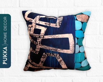 Taies d'oreiller bleues, taies d'oreiller bleu marine, oreiller art abstrait, housses de coussin, taies d'oreiller lombaire, coussin décoratif - PHD0015
