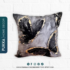 Black Butterfly Pillow Covers, Gold Black Butterfly Decorative Pillowcase, Decoration Pillow, Animal Printed Pillow Cover - PHD0115