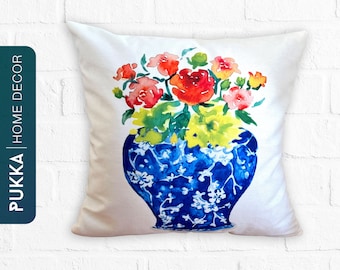 Kussensloop met bloemen, botanisch kussen, sierkussen lente - PHD0004