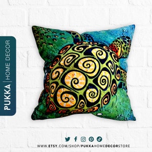 Sea Turtle Printed Pillow Cover, Throw Pillowcase, Tortoise Pillow Cover, Beach Pillow Cover, Decorative Pillow Cover - PHD0156
