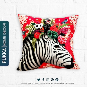 Zebra Pillow Cover, Animal Throw Pillow Case, Farmhouse Authentic Zebra Pillow Cover, Throw Pillow Covers, Decorative Pillow - PHD0094