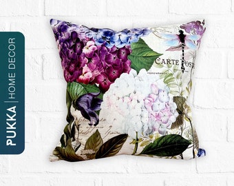 Purple Floral Pillow Cover, Pink Flower Pillow Cover, Throw Pillow Covers, Lumbar Pillow Covers, Decorative Pillow - PHD0169