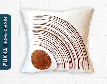 Mid Century Cushion Case, Boho Art Pillow Case, Minimalist Drawing Leaf Pillow Cover, Modern Abstract Throw Pillow Cover - PHD0184