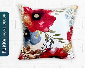 Red Floral Pillow Cover, Throw Pillowcase, Decorative Pillow Cover - PHD0151