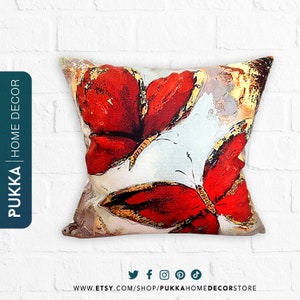 Red Butterfly Pillow Covers, Decorative Red Butterfly Pillowcase, Decoration Pillow, Gifts Home Decor COVER ONLY - PHD0020
