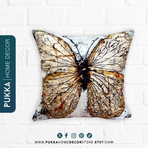 Gold Butterfly Pillow Covers, Gold Butterfly Decorative Pillowcase, Decoration Pillow, Animal Printed Pillow Cover - PHD0117