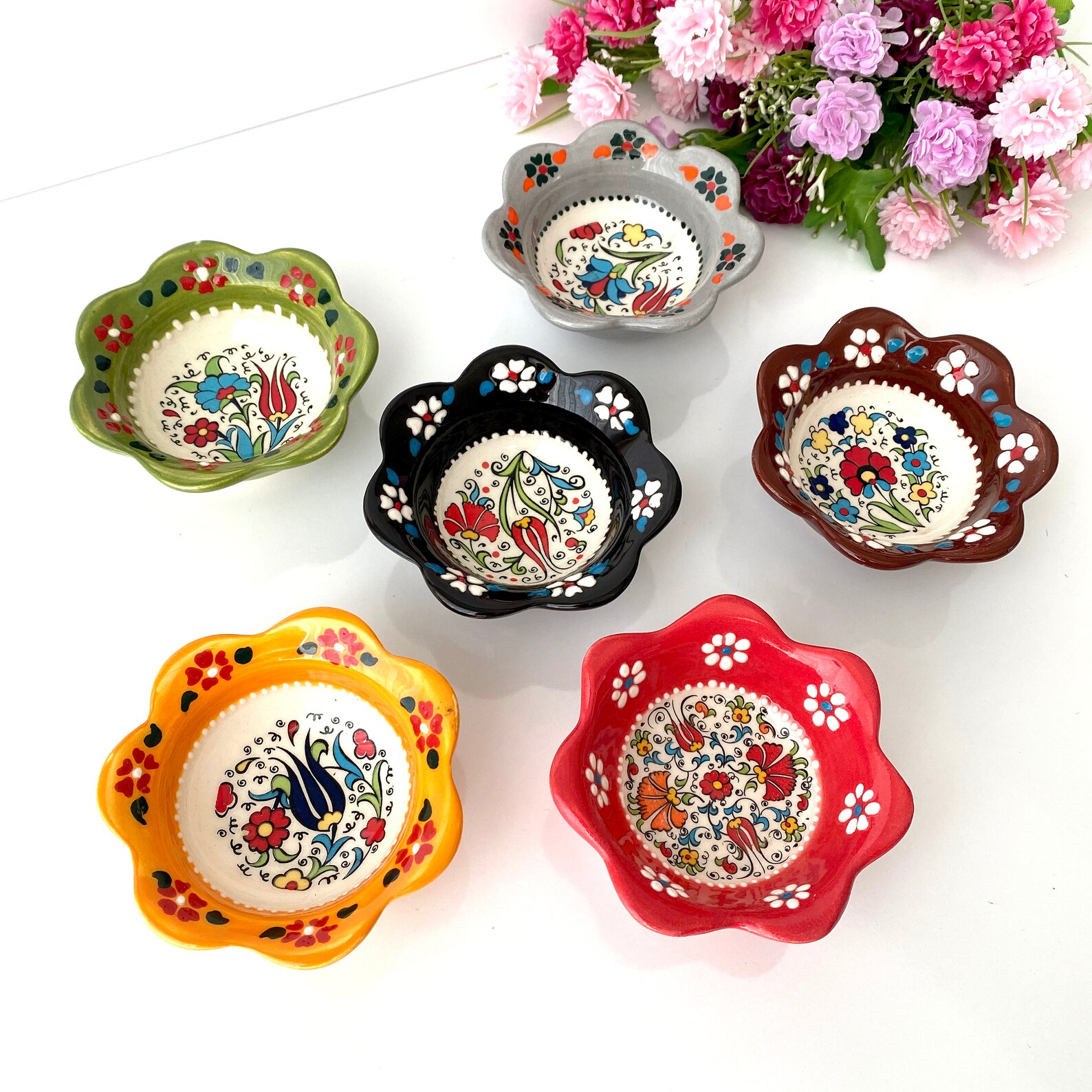 Turkish Ceramic Bowls Set of 3 Traditional Turkish Plates Etsy