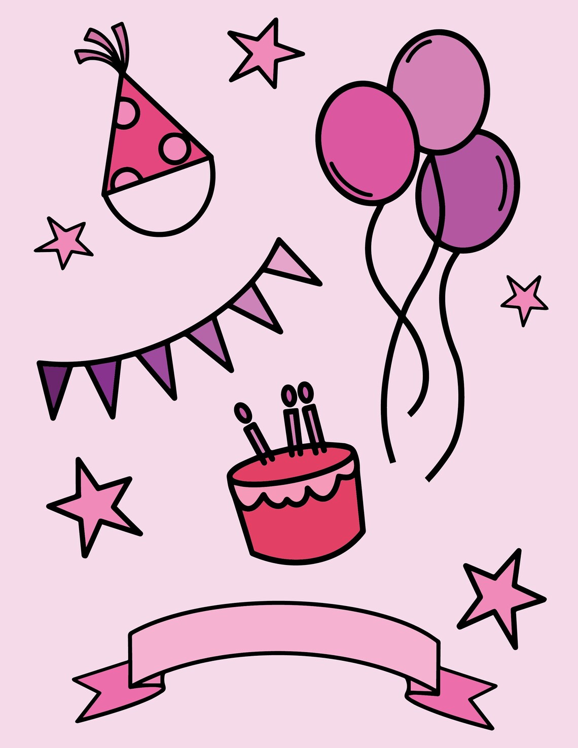 Pink Birthday Vector Graphics Etsy UK