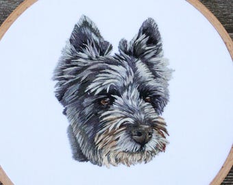 Custom Pet Portrait Embroidery: Hand-Stitched Cat or Dog Memorial portrait from photo