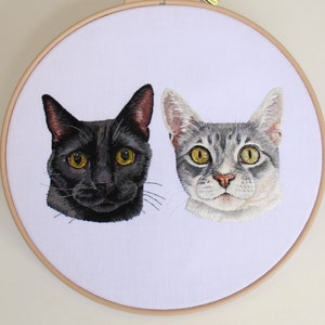 Aangepast borduurwerk huisdierportret: handgestikt katten- of hondenherdenkingsportret van foto