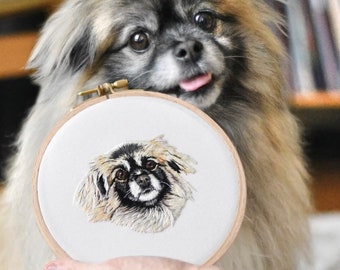 Custom pet portrait embroidery, custom embroidered pet, cat portrait, dog portrait, pet memorial