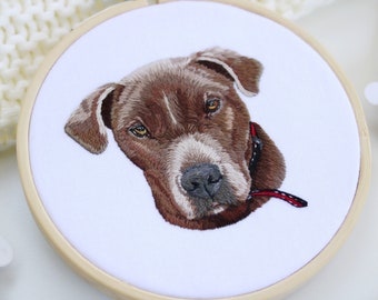 Custom pet portrait embroidery, custom embroidered pet, cat portrait, dog portrait, pet memorial