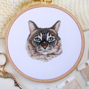 Custom pet portrait embroidery, custom embroidered pet, cat portrait, dog portrait, pet memorial