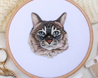 Aangepaste huisdier portret borduurwerk, aangepaste geborduurde huisdier, kat portret, hond portret, huisdier gedenkteken