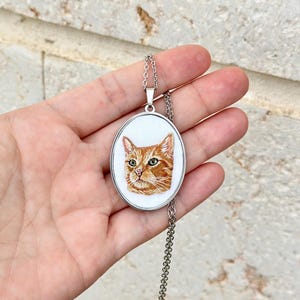 Embroidered Pet Portrait Pendant: Custom Memorial Jewelry