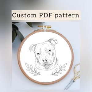 Custom Embroidery PDF Pattern of Your Pet, Custom embroidery sketch, Embroidery for Beginners, PDF Download