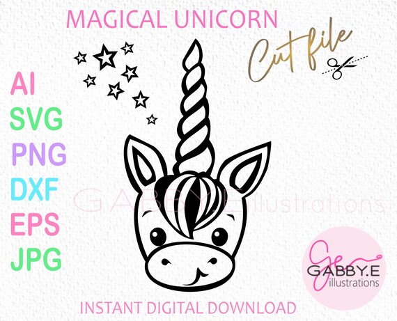 Unicorn Face Svg-unicorn Svg-unicorn Png-kawaii Svg-unicorn - Etsy