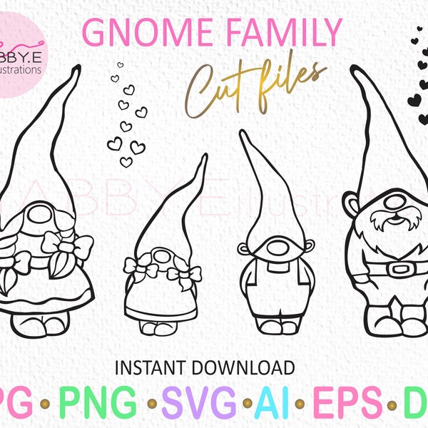 Gnome SVG files for Cricut-Gnomes svg-Gnome clipart-Girl gnome SVG-Cute Garden Gnome PNG-Gnome family-Cute svg- cut files for Silhouette