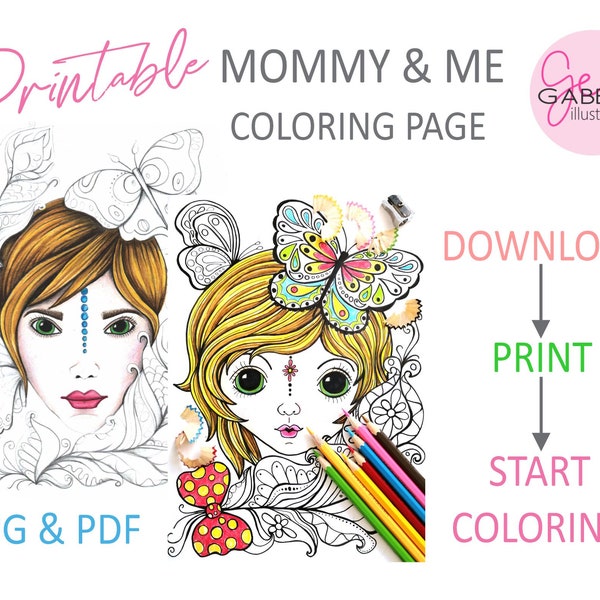 Mommy and Me Coloring Pages - Etsy