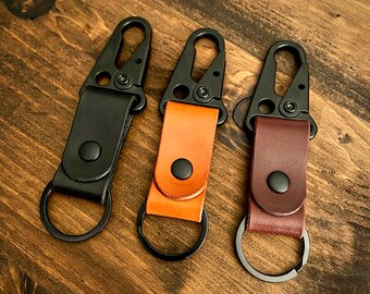 Men Leather Belt Loop Keychain Detachable Clips Belt Key Ring Key Holder Jewelry 