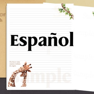 SPANISH JW Letter Writing Stationery, Digital download Two Giraffe theme, Español