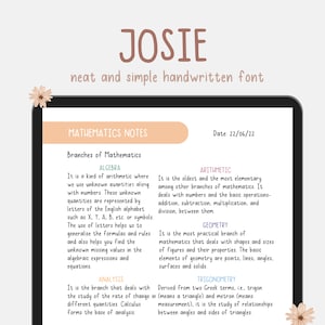 Police manuscrite Josie | Police d'écriture manuscrite pour des notes numériques soignées