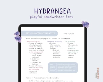 Hortensia handgeschreven lettertype | Handgeschreven lettertype voor nette digitale notities
