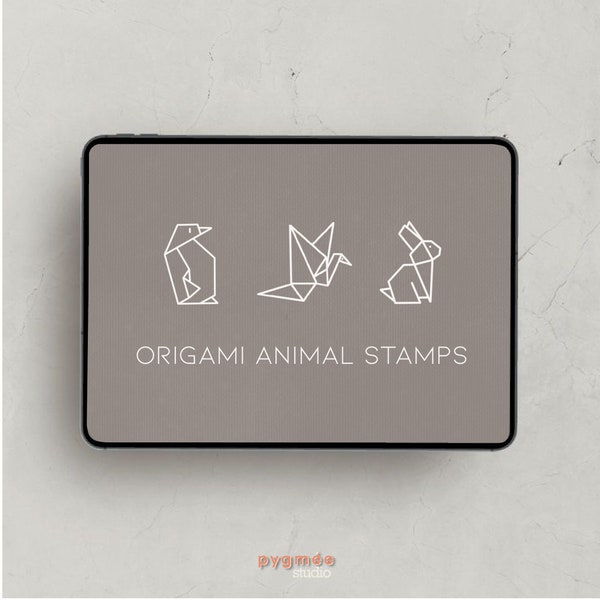 15 Origami Tier Briefmarken ProCreate Pinsel