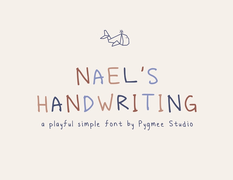Op de afbeelding: Nael's Handwriting lettertype, een speels, eenvoudig lettertype van Pygmee Studio. Het lettertype wordt weergegeven in een kleurrijke, handgeschreven stijl.