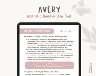 Avery Handwritten Font | Handwriting Font for Neat Digital Notes | Aesthetic Font